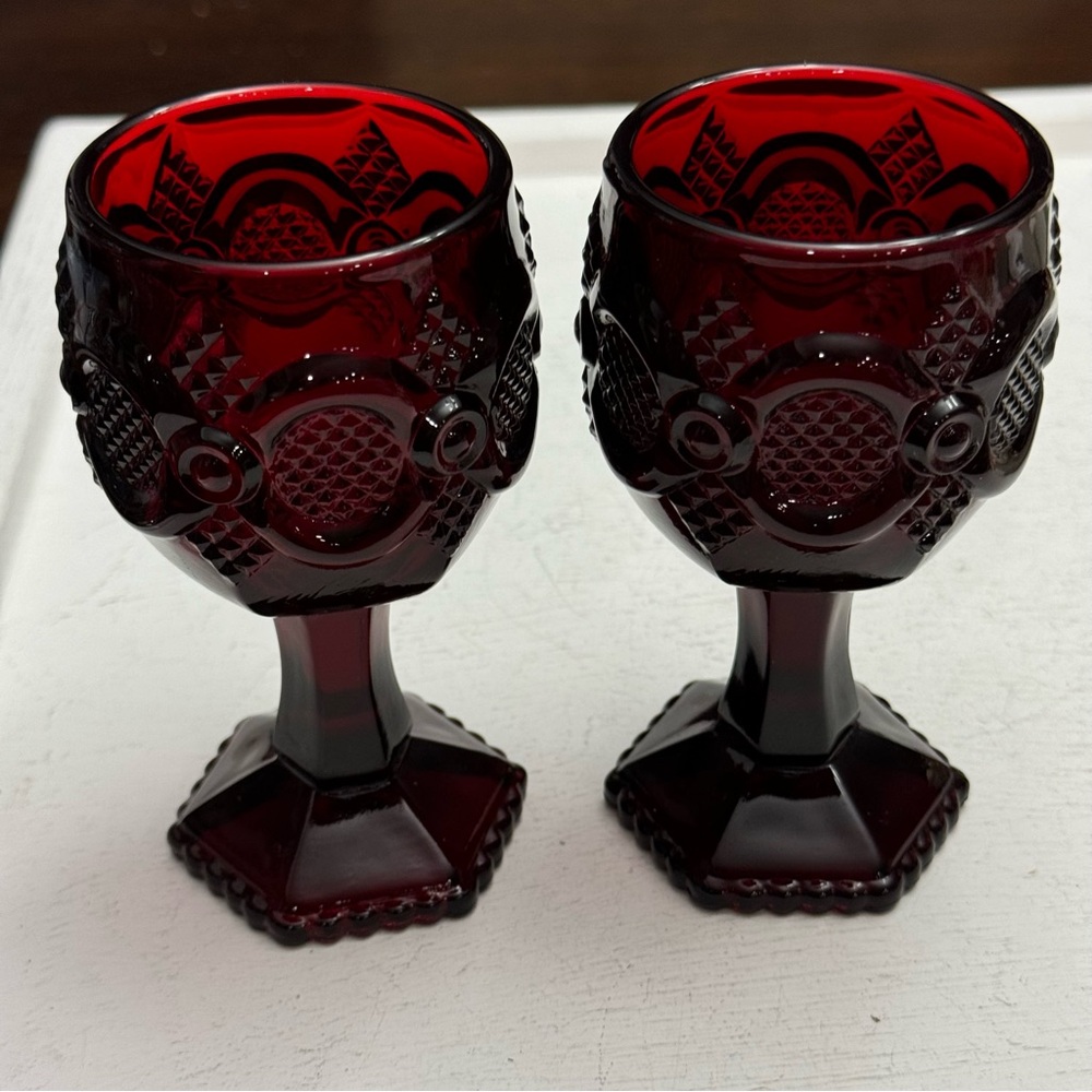 Vintage Avon Cape Cod Collection Vintage Cordial Sherry Red Goblets Retro - Picture 10 of 13
